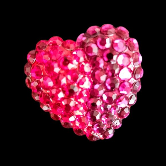 Vintage Richard Kerr Red and Pink Crystal Heart Brooch Pin - Picture 1 of 9